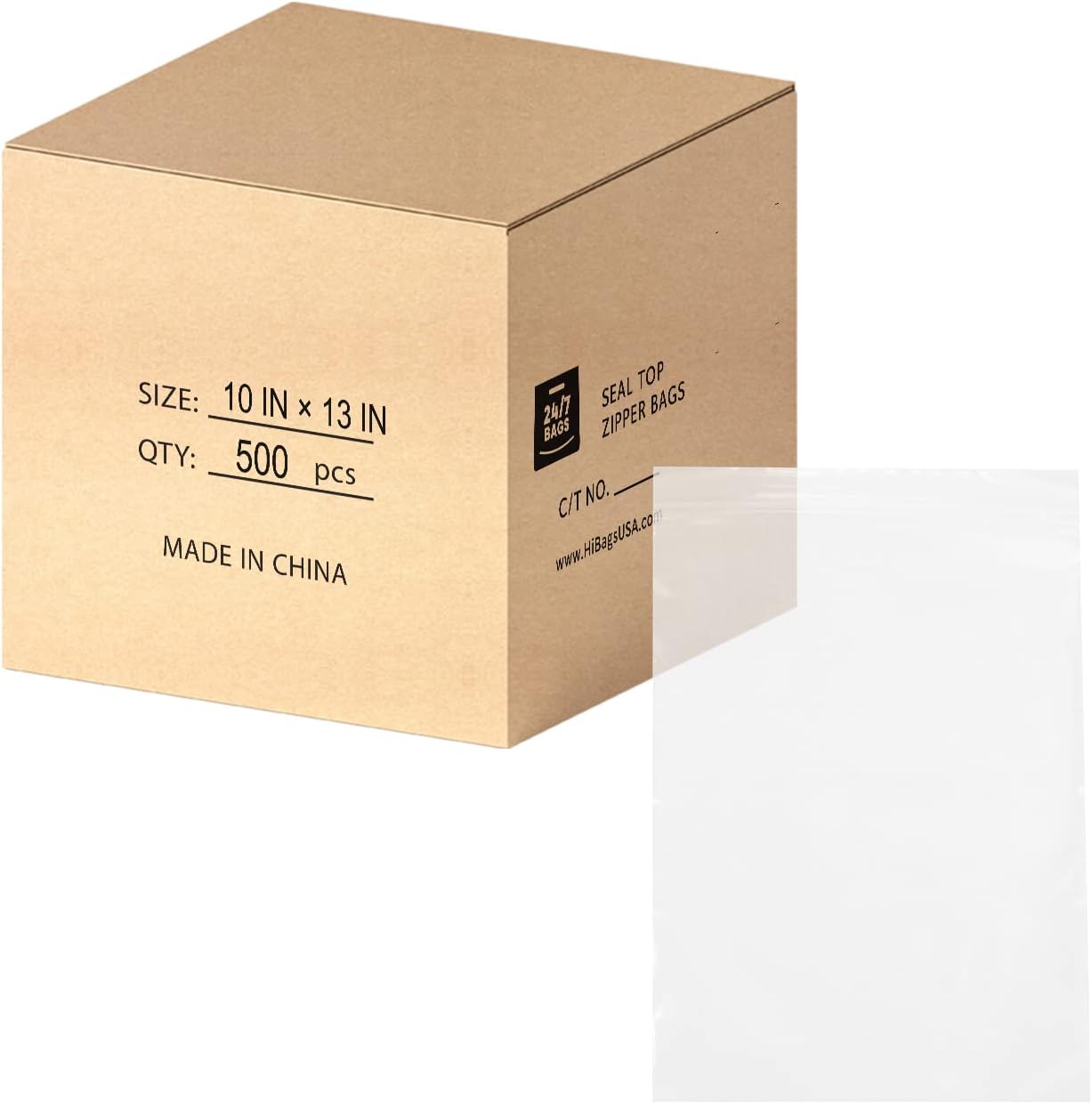 10" X 13" (500 Bags) 2 Mil Clear Reclosable Zip Plastic Poly Bags with Resealable Lock Seal Zipper
