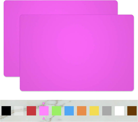 Silicone Placemats, Food-Grade Non-Slip Waterproof, Dining, Stain Resistant, Countertop Protector, Kitchen Counter Mat, Heat Resistant, Baking mat Dishwasher Safe (23.6"×15.7"-2pack, Rose)