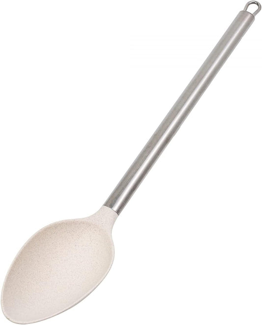 Beille Cream Wheat Straw Spoon with Stainless Steel Handle Kitchen Utensils, 13 Inch