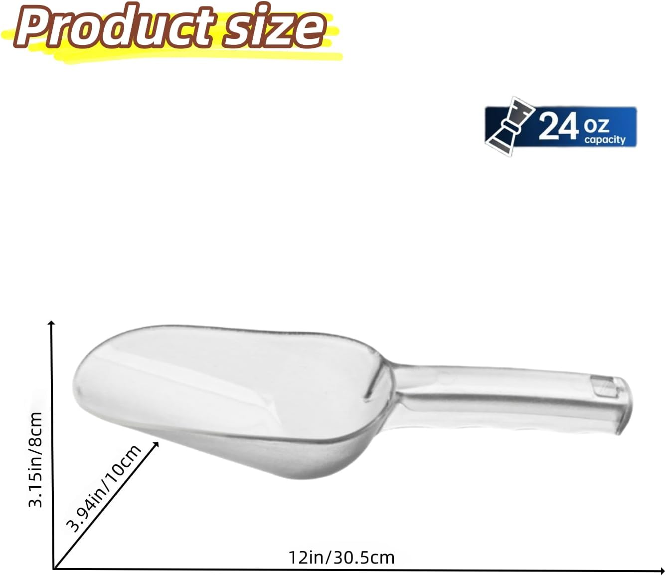 ice maker scoop,ice scoopers for ice bucket,Polycarbonate Utility Ice Scoop, 24 Oz, No BPA,Clear, Ergonomic Handle, Applicable to: Ice Maker, Ice Cream, Pets Food, Coffee Beans(1 pack) L