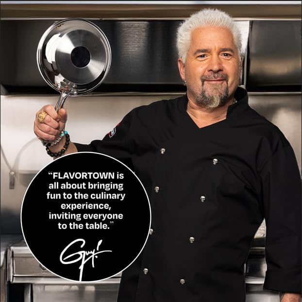 Guy Fieri's Flavortown 10-Piece Stainless Steel Cookware Set - Includes Frying Pans, Saucepans, Saute Pan and Stock Pot - Pots and Pans, Oven-Safe up to 500F