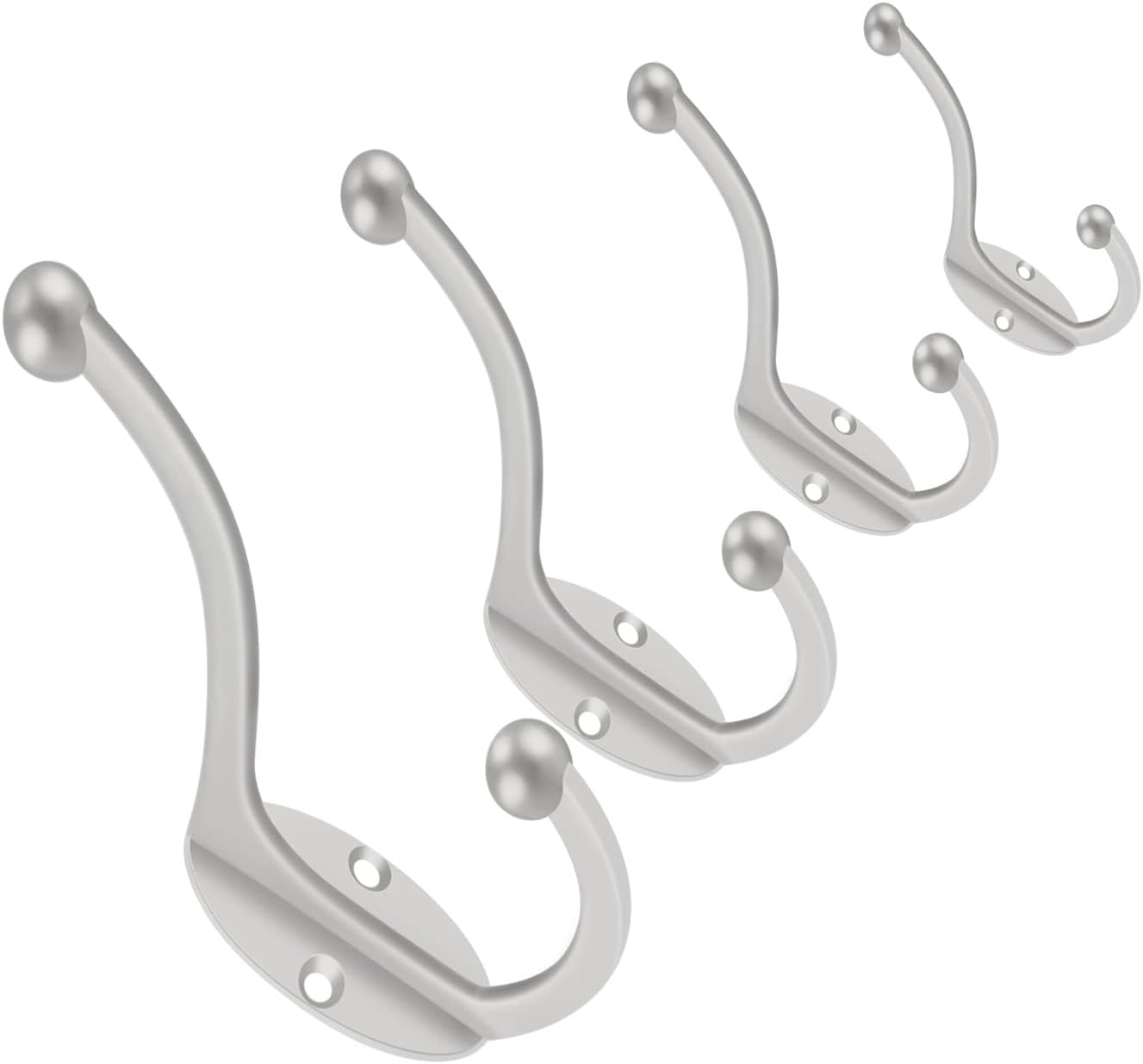 ZEYU Wall Hooks, 20Pcs Coat Hooks Hardware Towel Hooks for Hanging Coats Double No Rust Black Robe Hooks Wall Mounted with Screws for Key, Towel, Bags, Cup, Hat