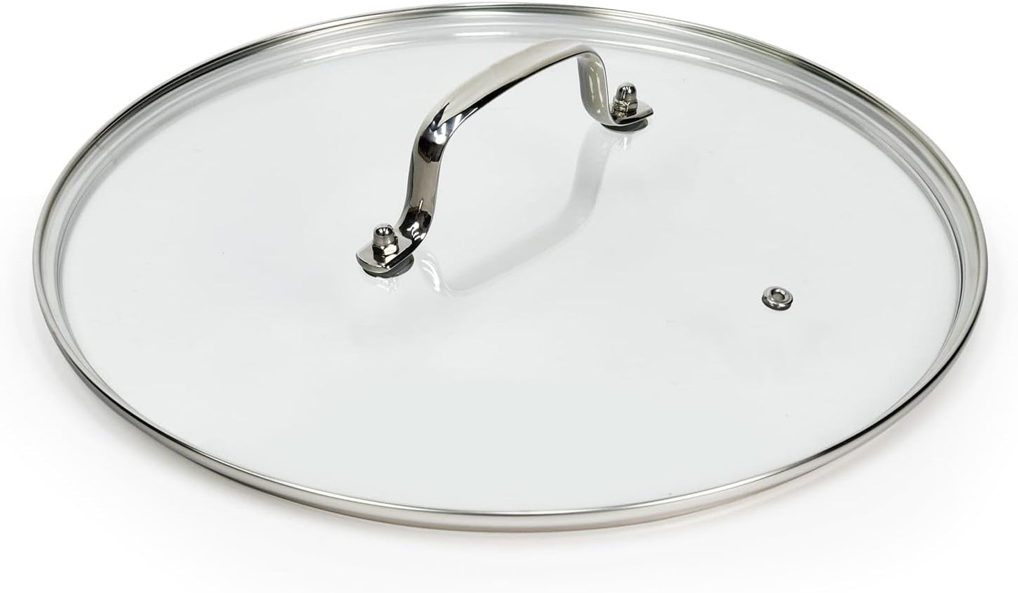 11 IN Glass Lid with Stainless Steel Handle for Frying Pan, Tempered Replacement Cover Compatible for All Cookware for Skillets, Round Cast Iron Aluminium, Stainless Steel Pans & Pots 276mm-292mm