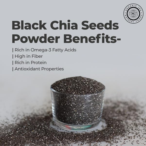 Pride Of India - Pack of 6 - Premium Black Chia Seeds Powder 1 lbs (454 gm) Mild Nutty Earthy Taste Freshly Milled in Small Batches | Used for Baking Coating Thickening
