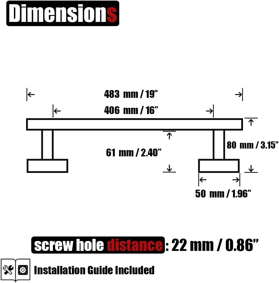 JQK Towel Bar Polished Steel, 19 Inch 304 Stainless Steel Thicken 0.8mm Towel Rack Chrome Bathroom, Towel Holder Wall Mount, Useable Length 16 Inch TB110L16-CH