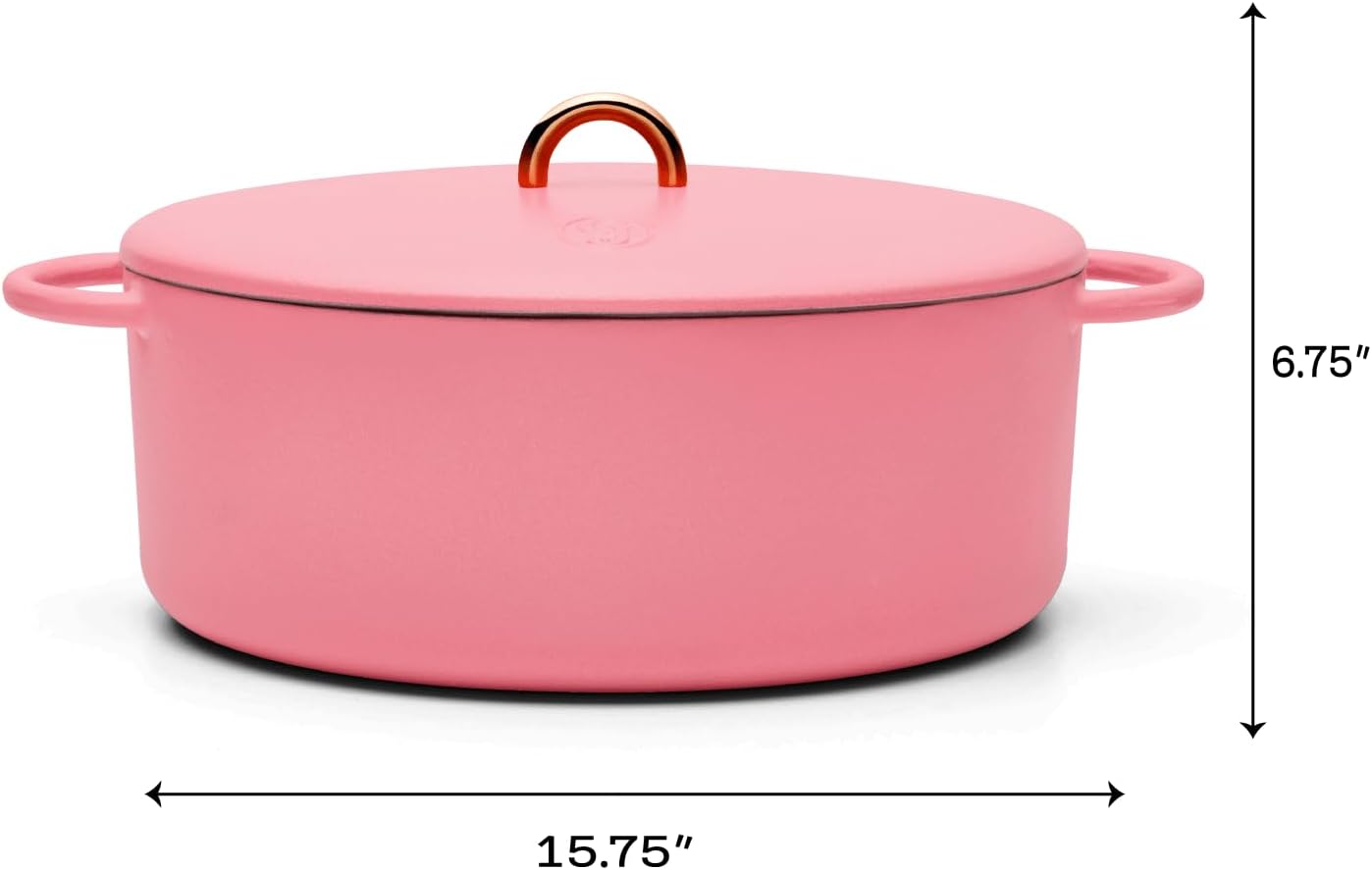 Great Jones Dutchess Cast Iron Dutch Oven Pot With Lid (Taffy) - Large 6.75 Quart Size, Dual Handles - All Stovetop Safe - 500° Dutch Oven For Bread Baking | Dishwasher Friendly