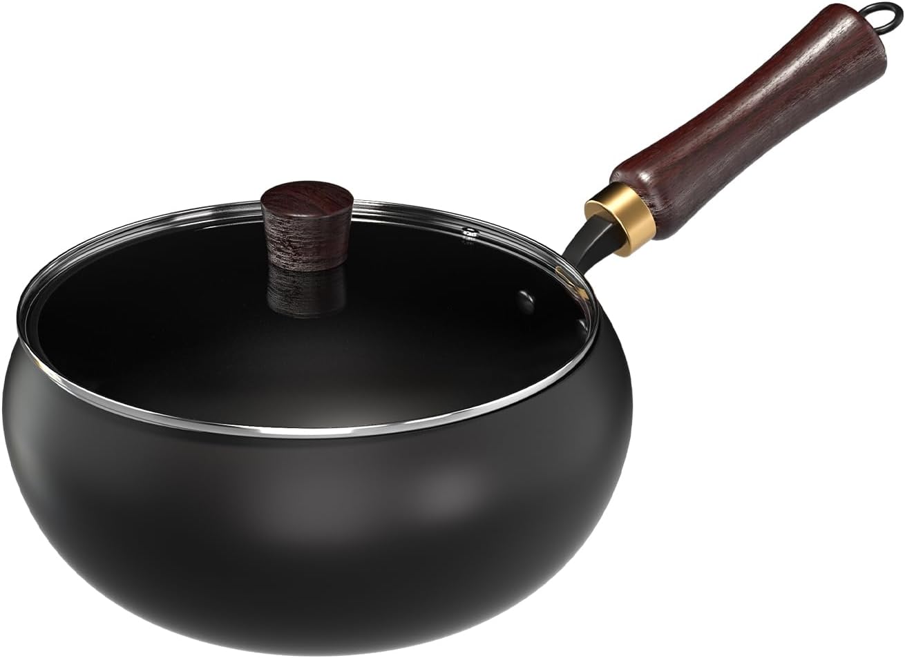 Pure Iron Wok, Uncoated Heats Evenly Multi-Purpose Frying Pan, Suitable for Any Stove, Oven or Even Camping Campfire with Lid and Wooden Handle