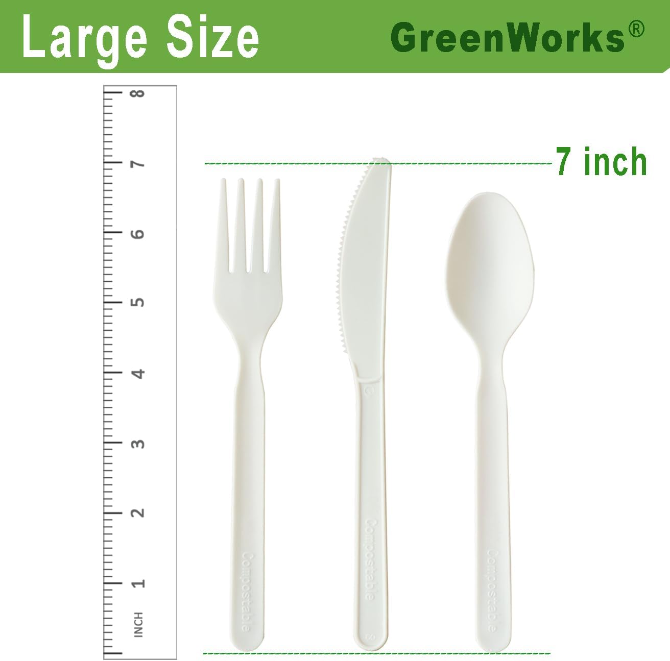 GreenWorks Compostable Knives,100 Count 7" Heavyweight Disposable Biobased Cutlery Knife