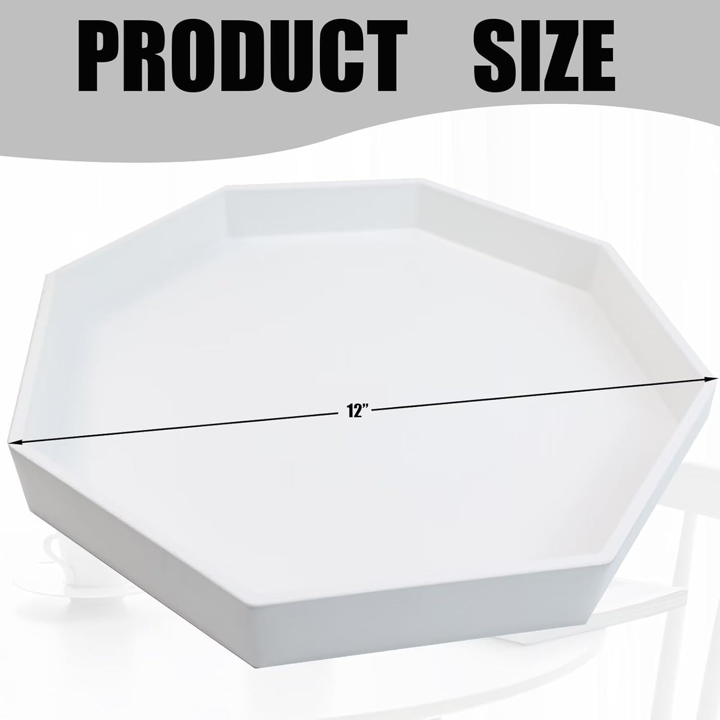 Spsyrine White Plastic Serving Tray for Ottoman, Coffee Table, Regular Octagon Decorative Tray for Entertaining, Outdoor, Living Room, Home Decor
