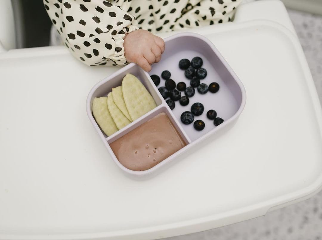 Ullabelle Leak Proof Bento Box Food-Grade Silicone Bento, BPA, Phthalate, Lead, & PVC Free - Bento Lunch Box for Daycare, Kids, & Adults - Leak Resistant Sets With Lids Snack Box Container (Lilac)