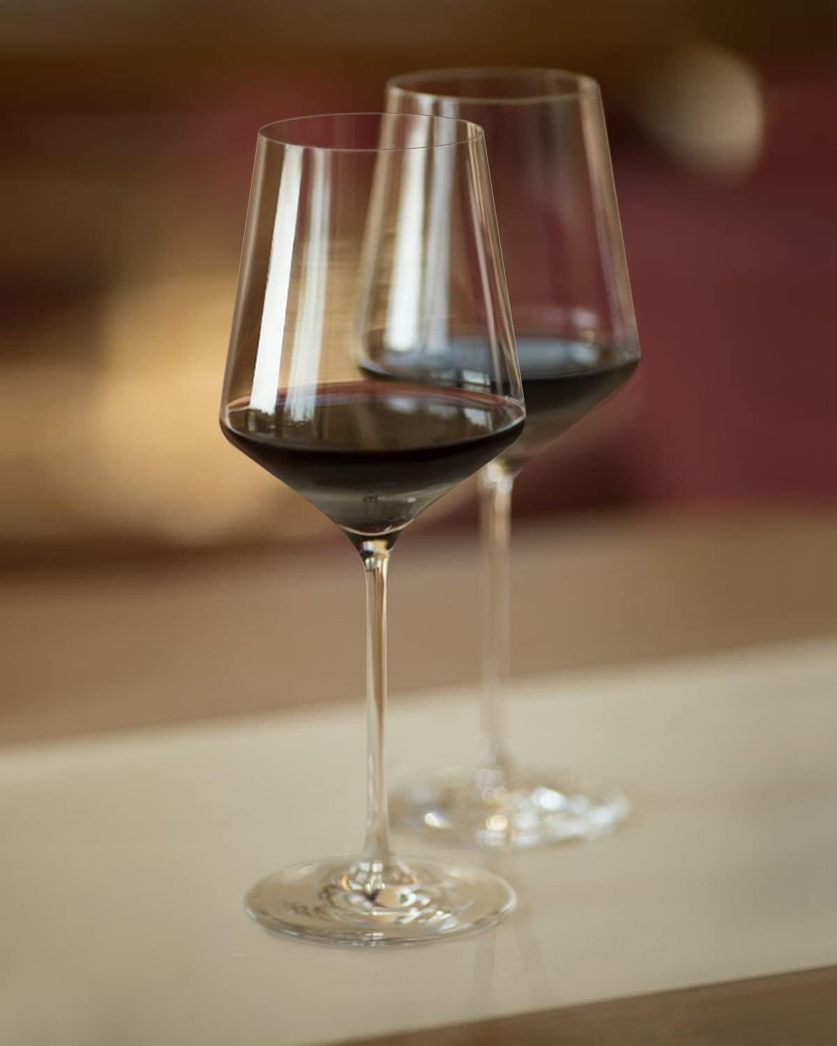 Red Wine Glasses Set of 4, Premium Crystal Wine Glasses Hand Blown,15 oz,Thin Rim,Long Stem,Perfect for Red or White,Daily Use,Unique Wedding Anniversary or Birthday Gift