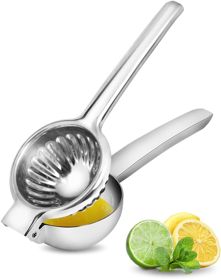 Brigii Lemon Squeezer Juicer for Lime and Lemon, Heavy-Duty 304 Stainless Steel, High Juice Yield Manual Juicer, Ergonomic Handle, Dishwasher Safe