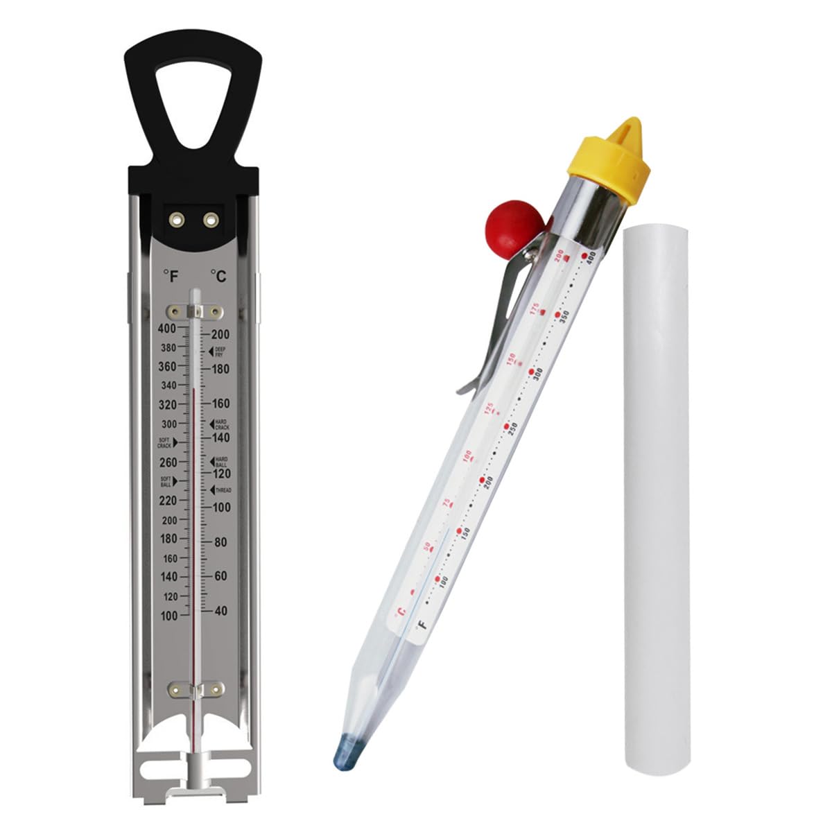 Candy Thermometer with Pot Clip, 2 Pack Deep Fry Oil Kitchen Food Cooking Thermometer for Jam, Syrup, Jelly, and Deep Fry, Stainless Steel Instant Read Candy Thermometer for Candy Making