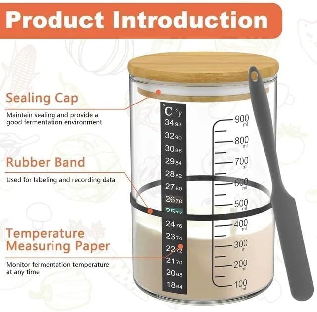 Pro Sourdough Bread Starter Kit - 34 oz sourdough jar with 5 unique features for the perfect sour dough bread & sourdough starter kit - baking supplies (34oz-5pack)