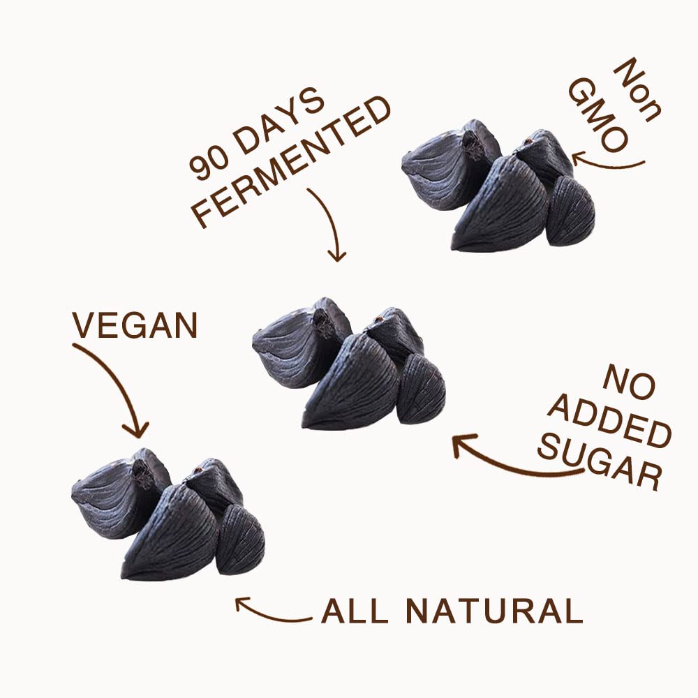Orgnisulmte Canada Peeled Black Garlic Fermented for 90 Days Peeled Multiple Clove Super Foods, Ready to Eat 7.05 Oz