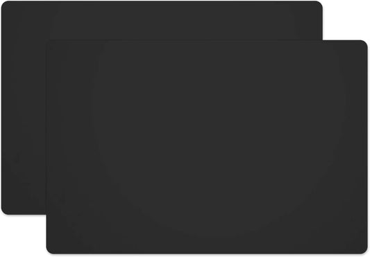 Silicone Placemats, Food-Grade Non-Slip Waterproof, Dining, Stain Resistant, Countertop Protector, Kitchen Counter Mat, Heat Resistant, Baking mat Dishwasher Safe (23.6"×15.7"-2pack, Black)