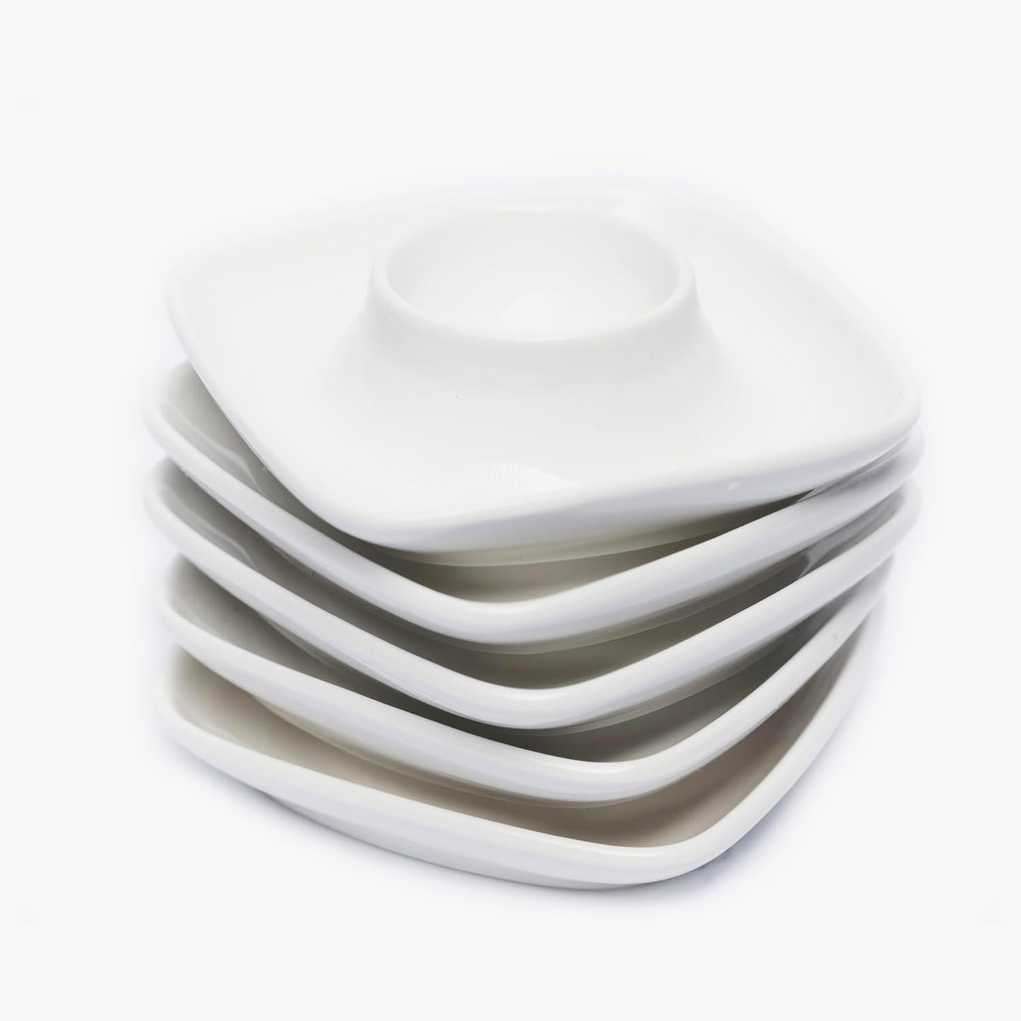 Ceramics White Egg Cups Egg Holders for Hard Boiled Eggs Set 6pcs