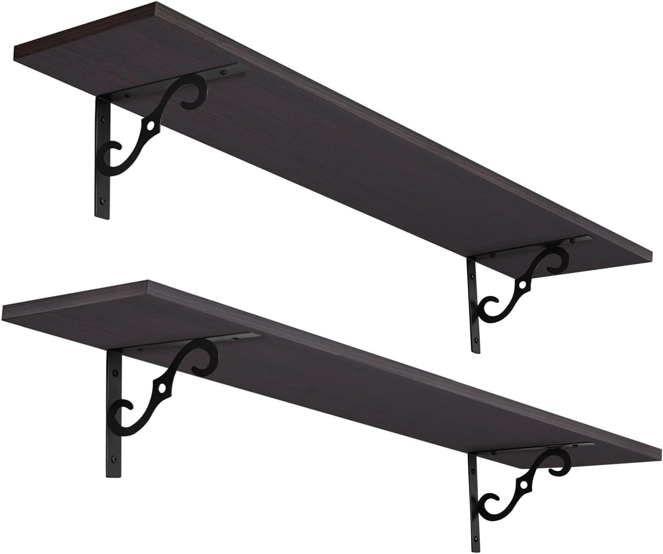 DINZI LVJ Long Wall Shelves, 39.4 Inch Large Floating Shelves Set of 2, Wide Display Shelf Wall Mounted with Brackets, Easy Hanging for Living Room, Toilet, Office, Bedroom, Espresso
