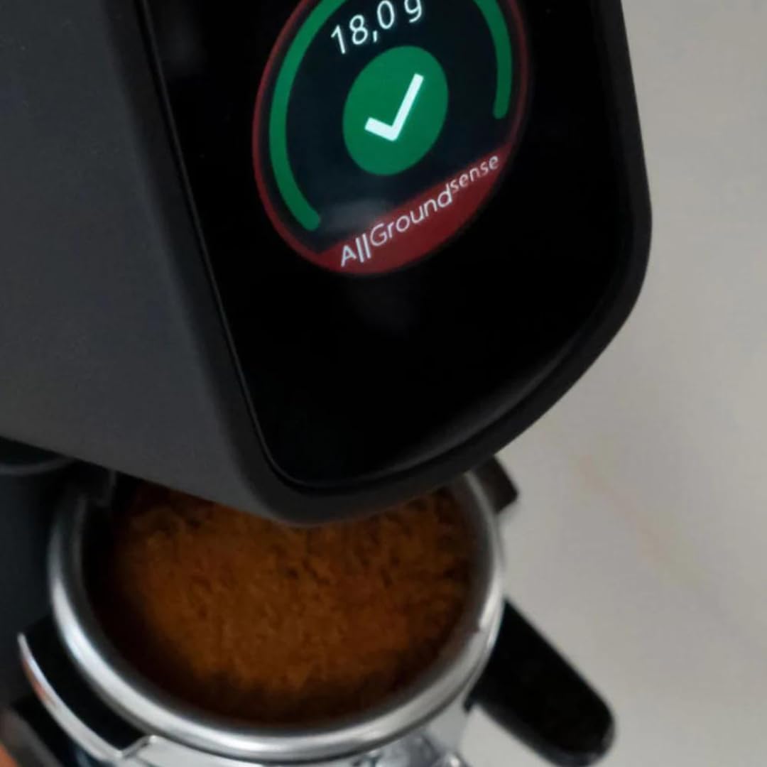 AllGround Sense Burr Coffee Grinder, Home Coffee Grinder - 64mm Flat Dark T M340 Steel Burr, Grind by Weight (Deep Black), Standard