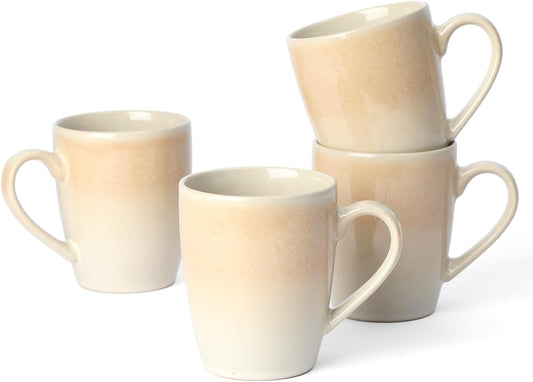 famiware Coffee Mugs Set,13 oz Mug Set of 4, Stoneware Cups for Latte, Hot Tea, Mocha, Cocoa, Cappuccino, Microwave and Dishwasher Safe, Glacier Series, Honey Beige