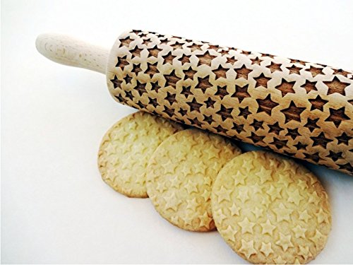 EMBOSSING ROLLING PIN STAR LASER ENGRAVED DOUGH ROLLER for EMBOSSED COOKIES MOVIE FAN GIFT