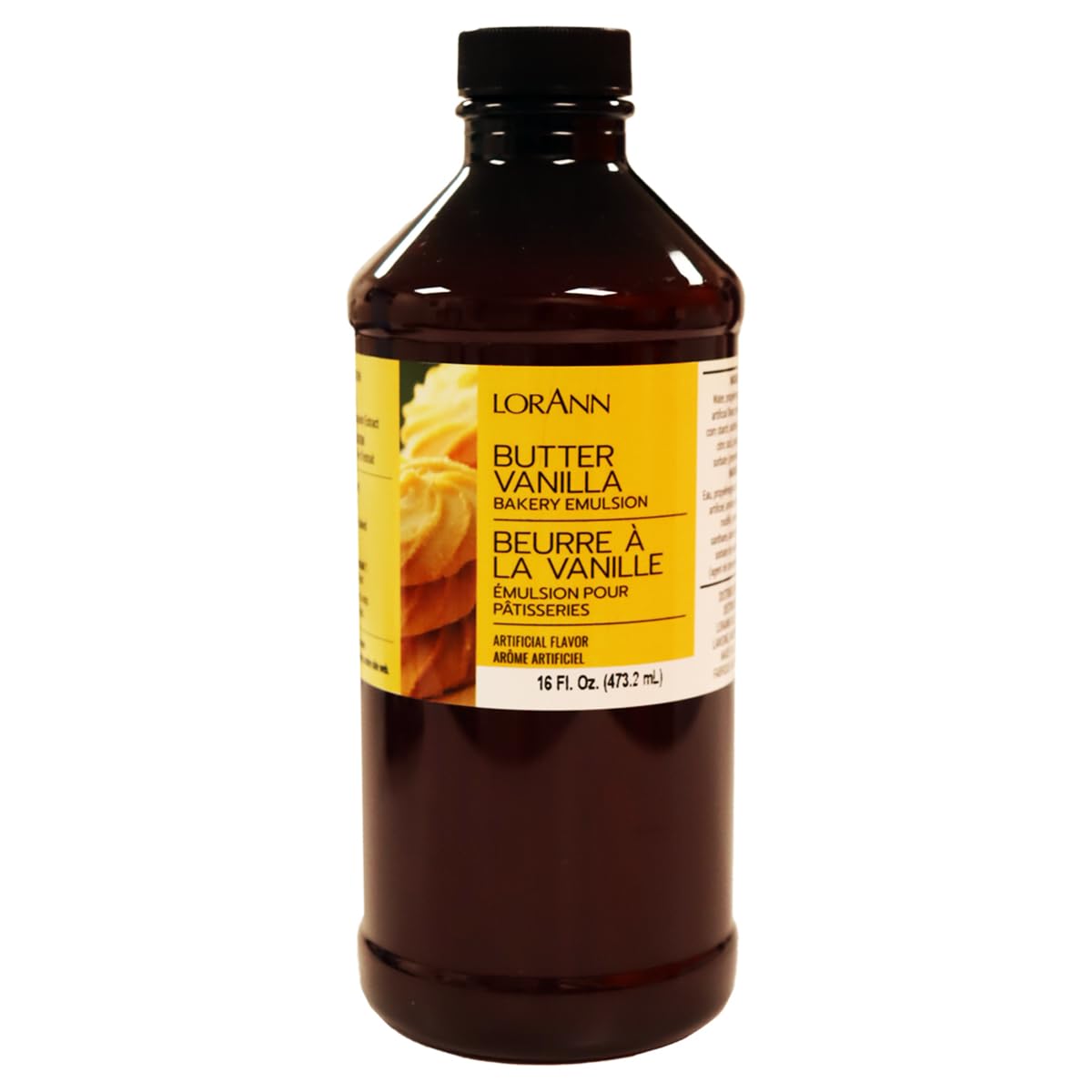 LorAnn Oils Butter Vanilla Bakery Emulsion: True Essence, Ideal for Boosting Fruit Tones in Cakes, Cookies & Desserts, Gluten-Free, Keto-Friendly, Extract Substitute Essential for Your Kitchen, 16 Oz