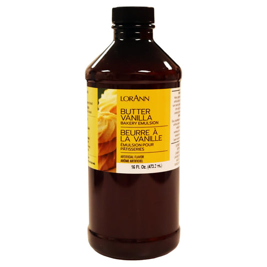 LorAnn Oils Butter Vanilla Bakery Emulsion: True Essence, Ideal for Boosting Fruit Tones in Cakes, Cookies & Desserts, Gluten-Free, Keto-Friendly, Extract Substitute Essential for Your Kitchen, 16 Oz