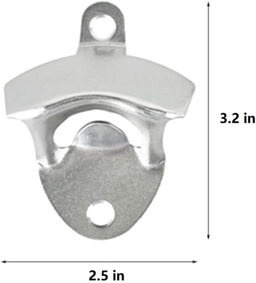 20 Pack Bottle Opener Wall Mounted, Vintage Beer Bottle Opener with Screws for Bars KTV Hotels Homes, (Silver)