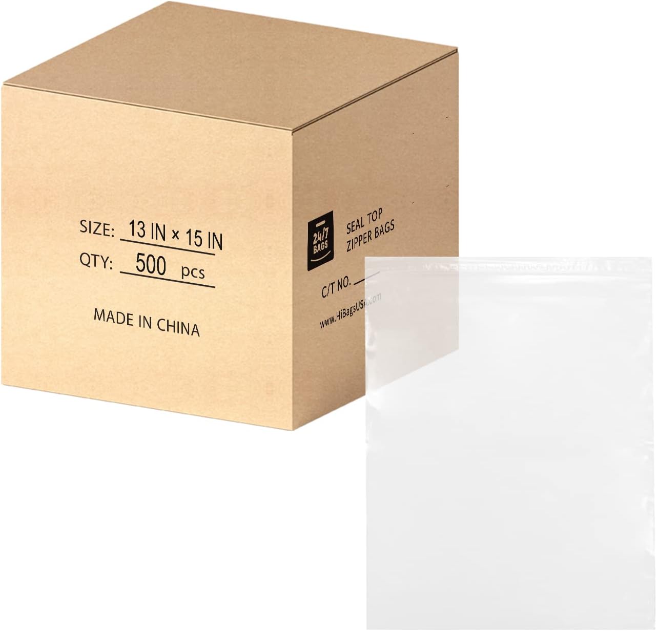 13" X 15" (500 Bags) 2 Mil Clear Reclosable Zip Plastic Poly Bags, 2 Gallons with Resealable Lock Seal Zipper