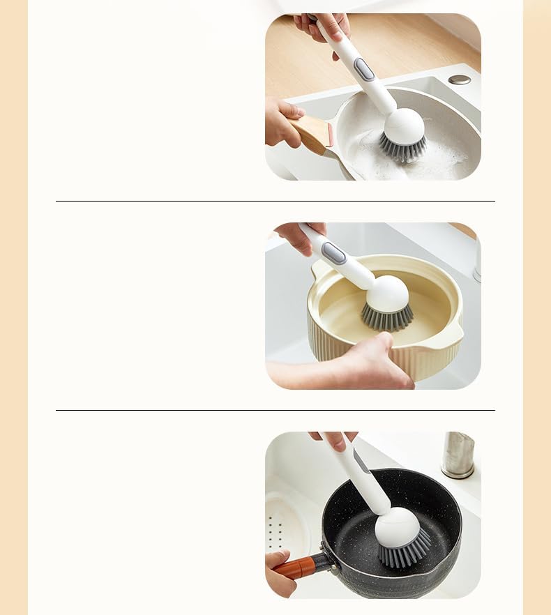 Adjustable Cleaning Brush with Liquid Dispenser, 2025 New Kitchen Dish Scrubber Brushes with Handle, Upgrade 6-Level Adjustable Dish Scrubber for Kitchen Cleaning Everyday Use (Green)