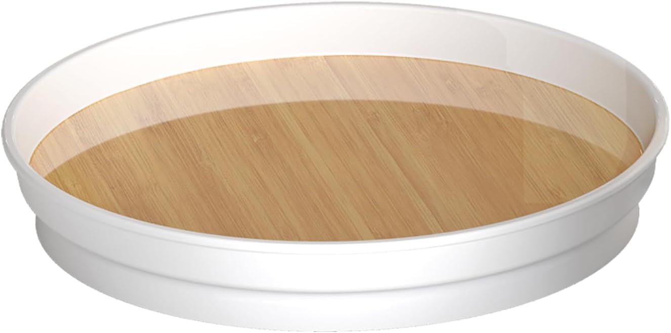 LAMU 1 Pack Lazy Susan Organizer, 10'' Lazy Susan Turntable for Cabinet, Table Top, Pantry, Refrigerator, Kitchen, Oak