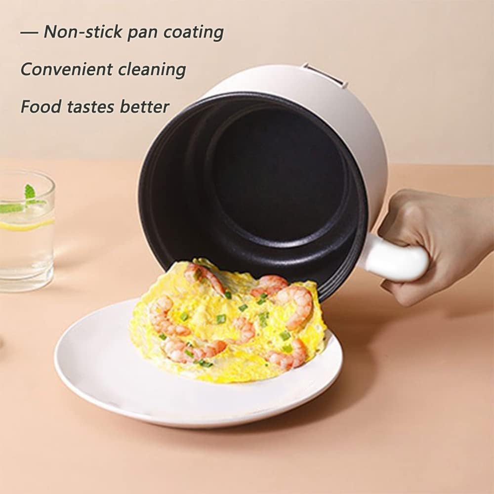 Drizzle Electric Cooker 1.7L - Multifunctional Hot Pot Non-stick Pan - Dorm Office Portable Rapid Ramen Cooker Boil Dry Protection - For Noodles Steak Cooker Eggs Stir-Frying Pasta Oatmeal