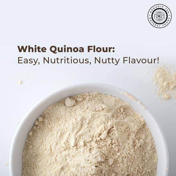 Pride of India - PACK of 6 - White Bolivian Quinoa Flour 1 lbs (454 gm) Nutty Earthy Taste Freshly Milled in Small Batches | Used for Baking Pizza Crust Thickening Agent Coating Cakes Pasta Porridge