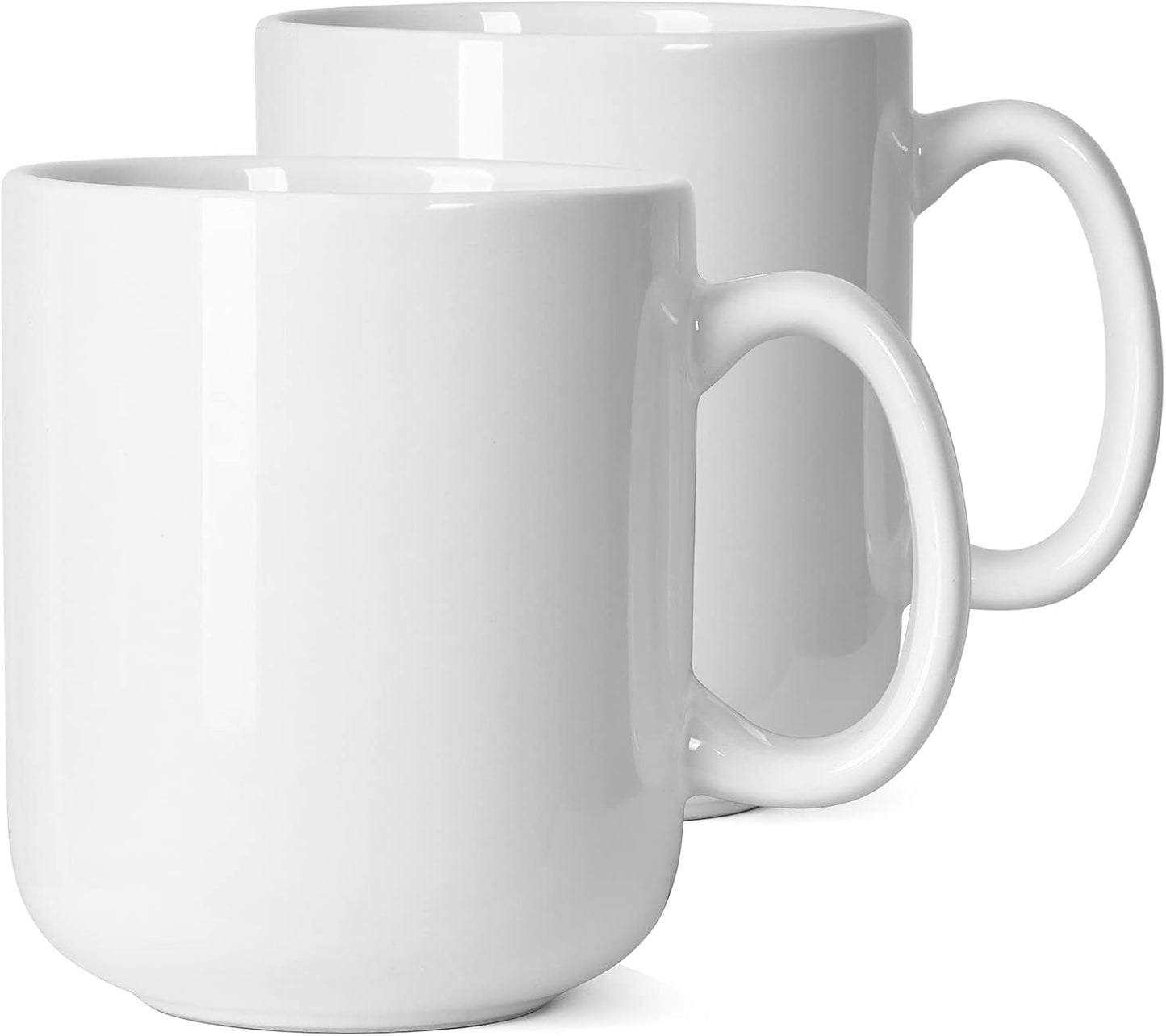 Smilatte 20 OZ Large Coffee Mug, M016 Plain Ceramic Boss Big Tea Cup with Handle for Dad Men, Set of 2, White