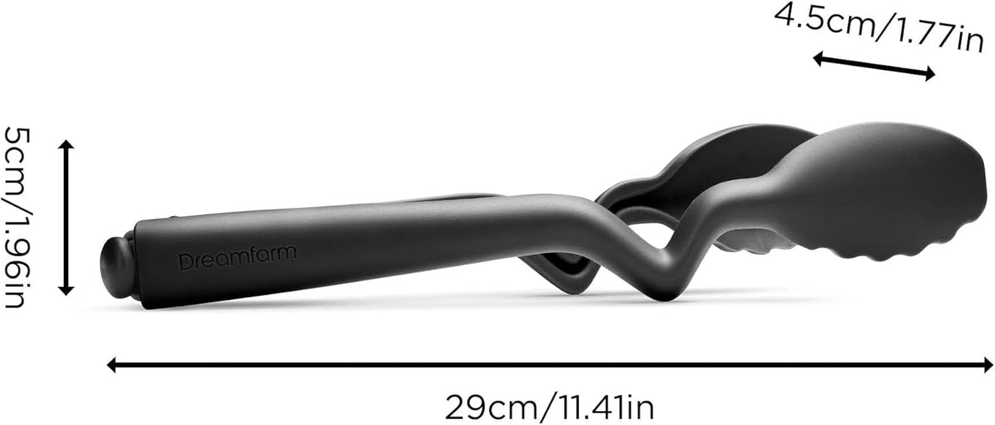 Dreamfarm Clongs Lite Nylon Kitchen Cooking Tongs with Click-Lock Open & Close - 10.5" Black