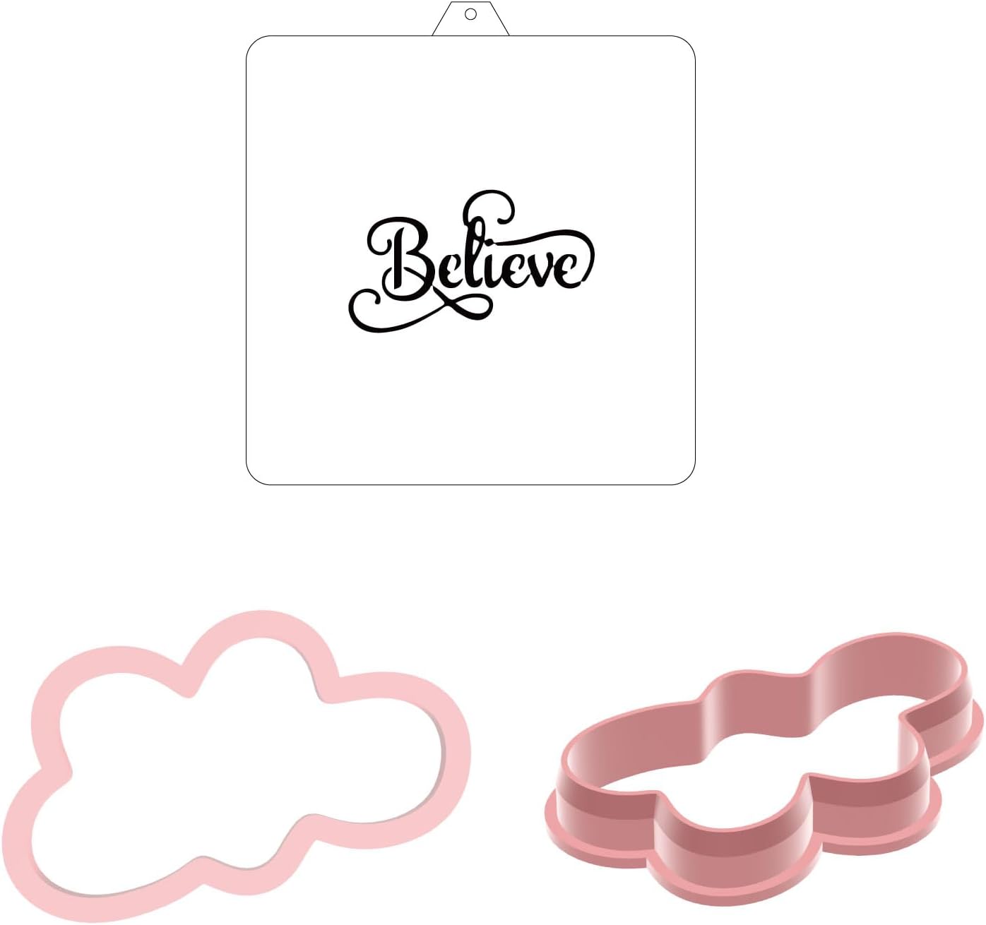 Cookie Cutter and Stencil Set Bundle cookie stencil and cutter kit Believe Stencil and Cookie Cutter Set (Believe)