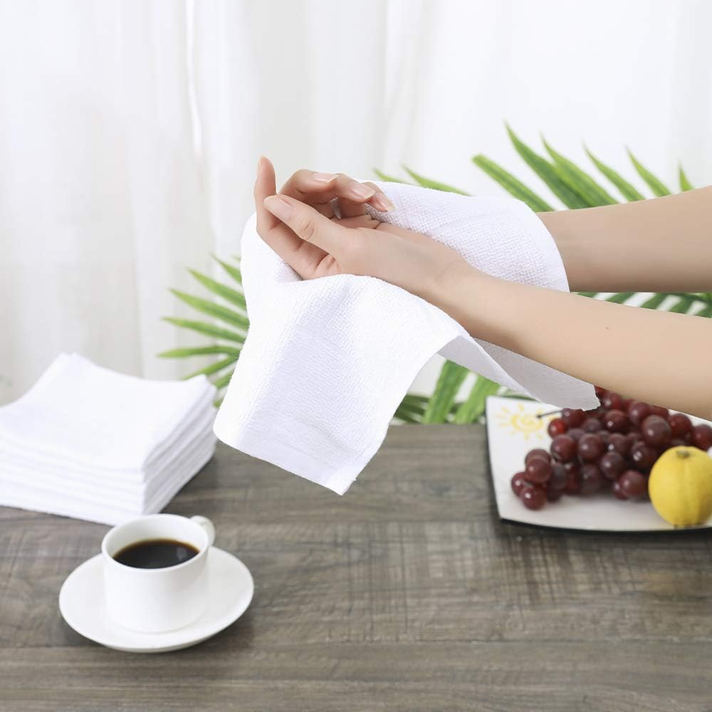 Glynniss Dishcloths Kitchen Highly Absorbent Dish Rags 100% Cotton Dish Cloths for Washing Dishes, Cleaning (11 x 11 Inches, 12 pcs, White)