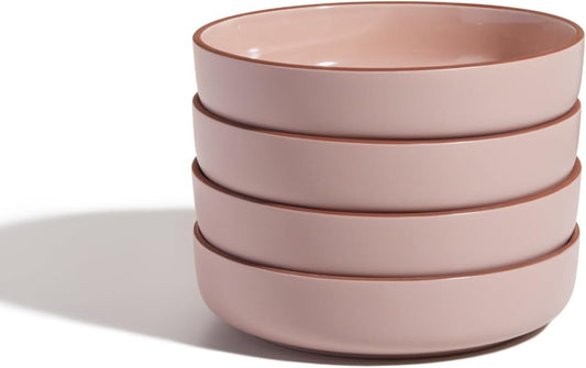 Our Place Dinner Bowls - Set of Four 8.5" Handcrafted Ceramic Pasta Bowls | Deep Plate Bowl Hybrid for Salads, Rice & More | Chip-Resistant, Restaurant-Grade, Stackable, Modular Design | Spice