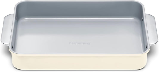 Caraway Non-Stick Ceramic 9”x13” Rectangle Pan - Naturally Slick Ceramic Coating - Non-Toxic, PTFE & PFOA Free - Perfect for Brownies, Lasagnas, and More - Cream
