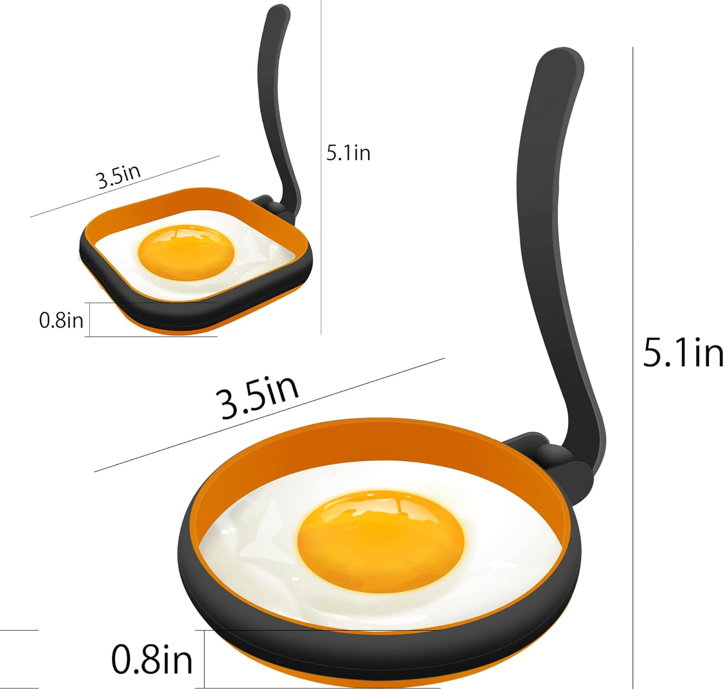 Silicone Egg Rings For Egg Mcmuffins Maker, Silicon Egg Shaper Egg Form for Pancake Patties & English Muffin, Foldable Round Crumpet Ring Mold, Non Stick Egg Circles