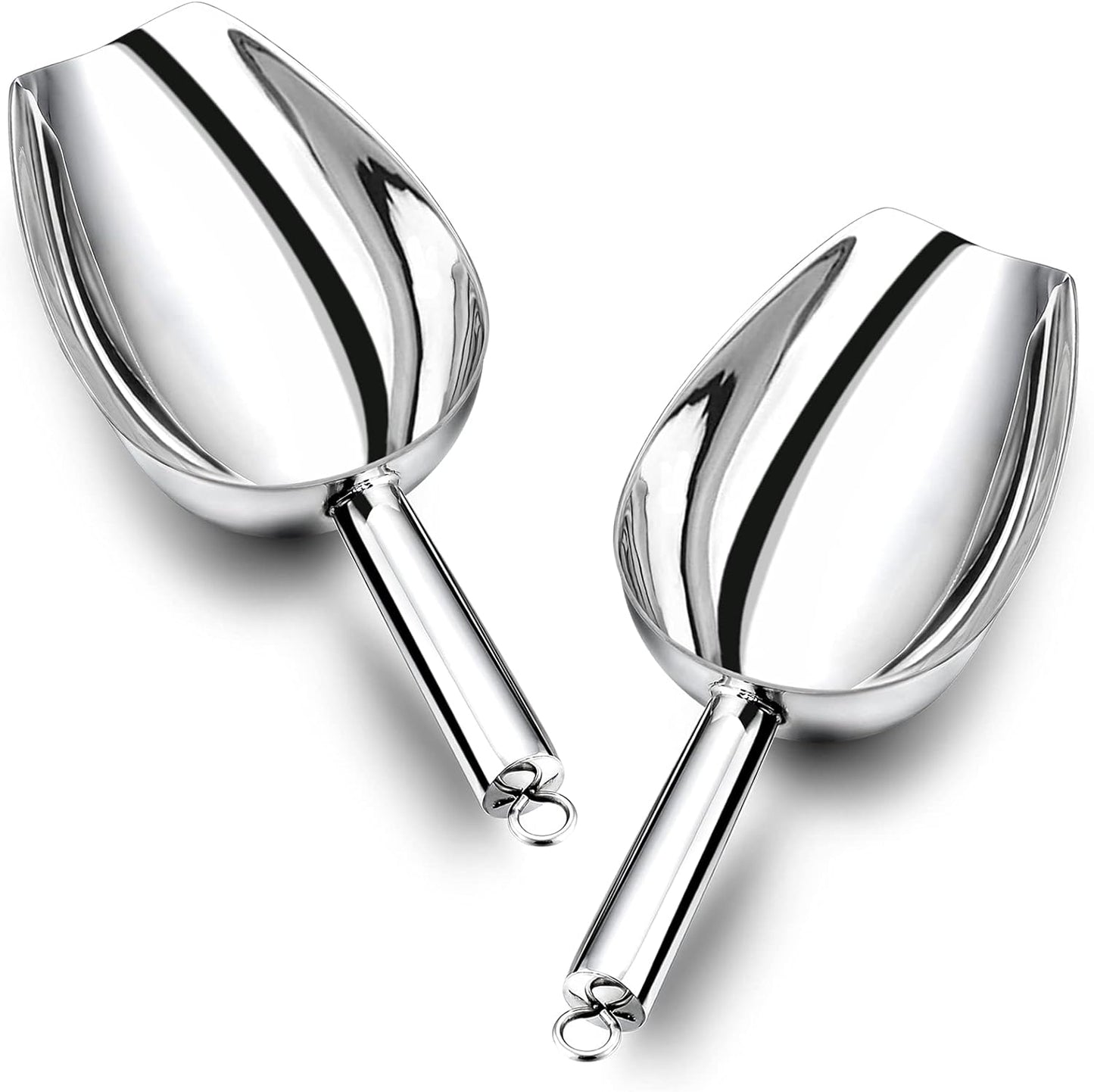 P&P CHEF Food Ice Scoop, Stainless Steel Scoop, Metal Candy Popcorn Flour Utility Scooper for Wedding Party Bar Kitchen Bath, Heavy Duty & Dishwasher Safe, (8oz, 2Pcs)