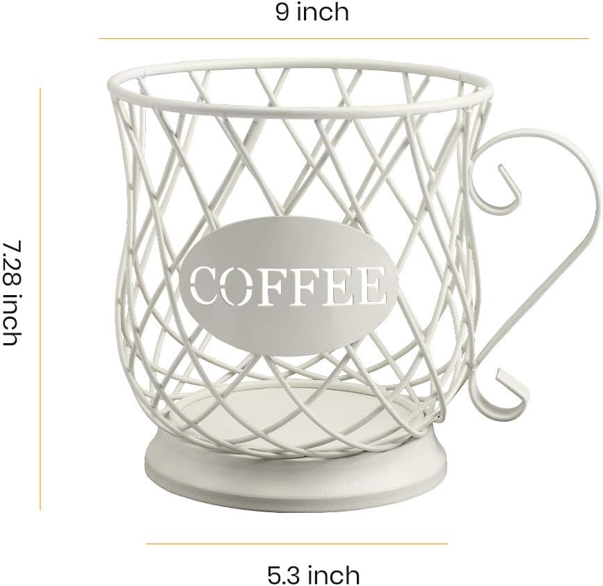 TreeLen Coffee Pod Capsule Storage Holder for 35 K Cups Capacity K Cup Holder K Cup Organizer for Counter Coffee Bar and Coffee Table - White