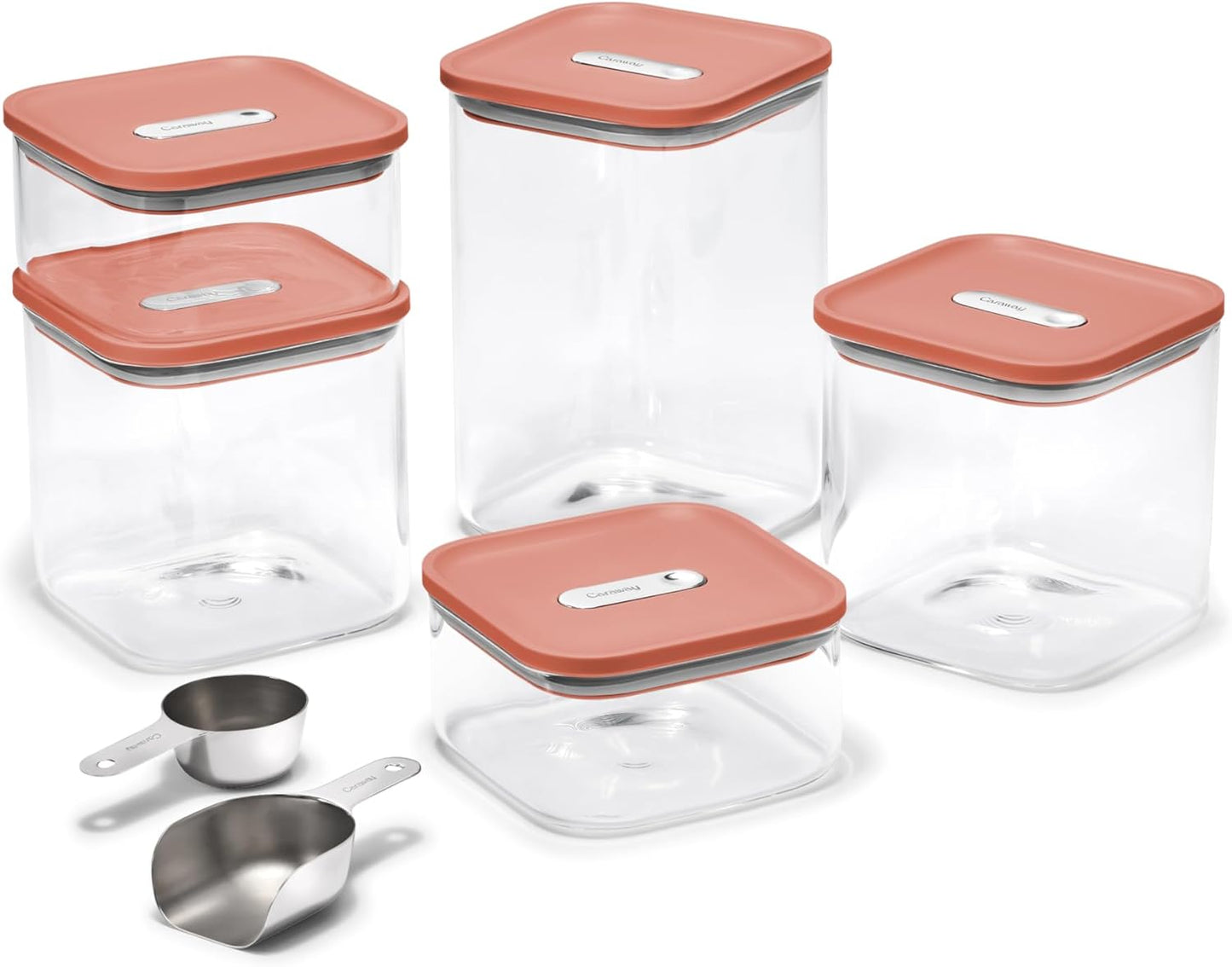 Caraway 14-Piece Glass Airtight Food Storage Containers with Lids – Non-Toxic, BPA-Free Kitchen Storage Containers – Stackable, Space-Saving Airtight Containers for Dry Goods and More - Perracotta