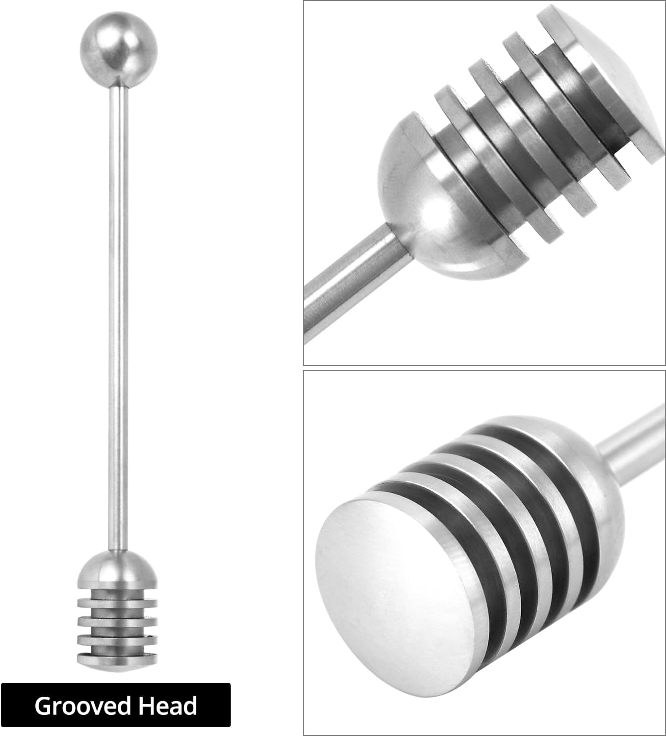 QWORK Stainless Steel Honey and Syrup Dippers, 6.3 Inches, Rust-Resistant, Convenient to Clean, Dishwasher-Safe, Ideal for Drizzling Honey, Syrup, Coffee, and More, 2 Pcs