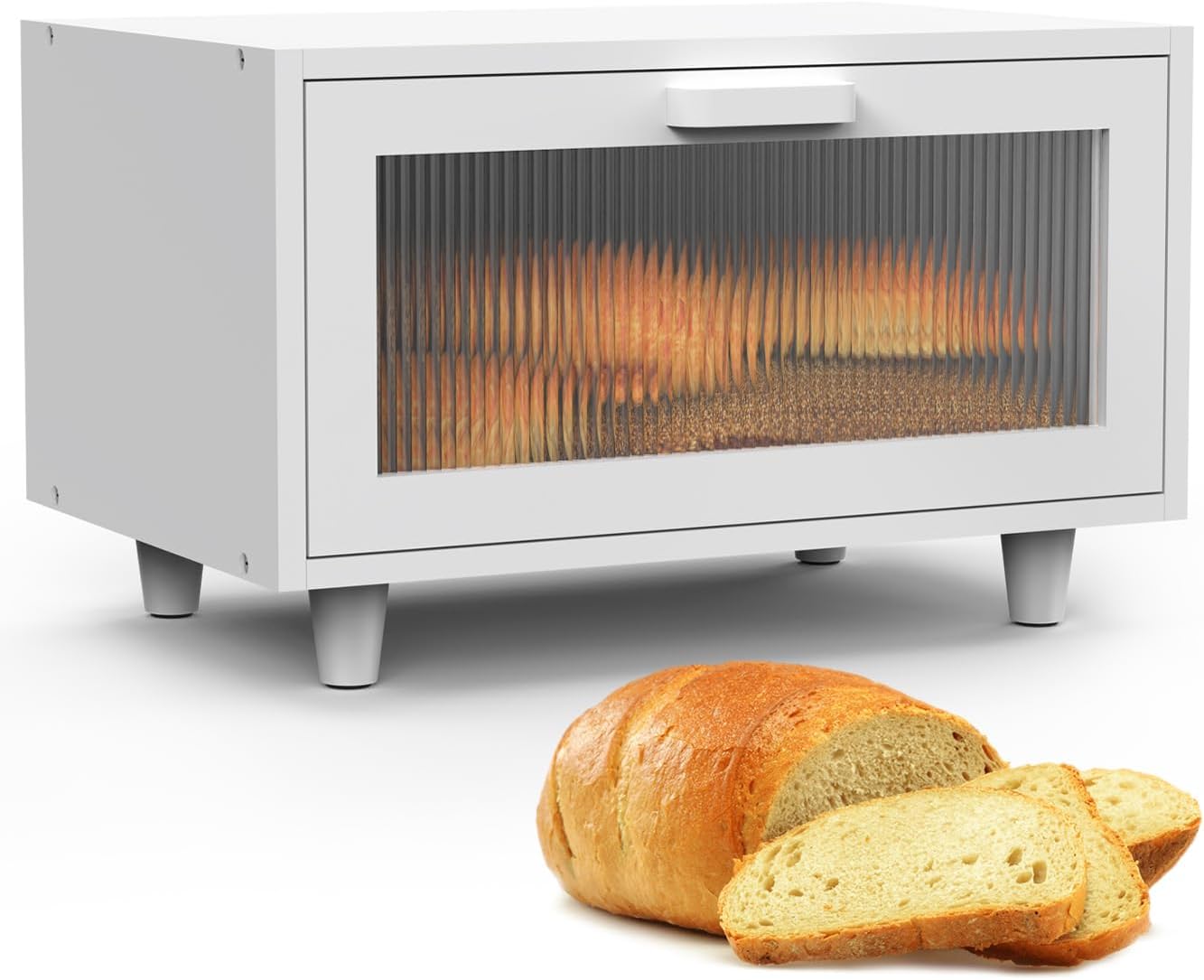 Bread Box for Kitchen Countertop Farmhouse Bread Holder Bread Storage Wooden Bread Container White