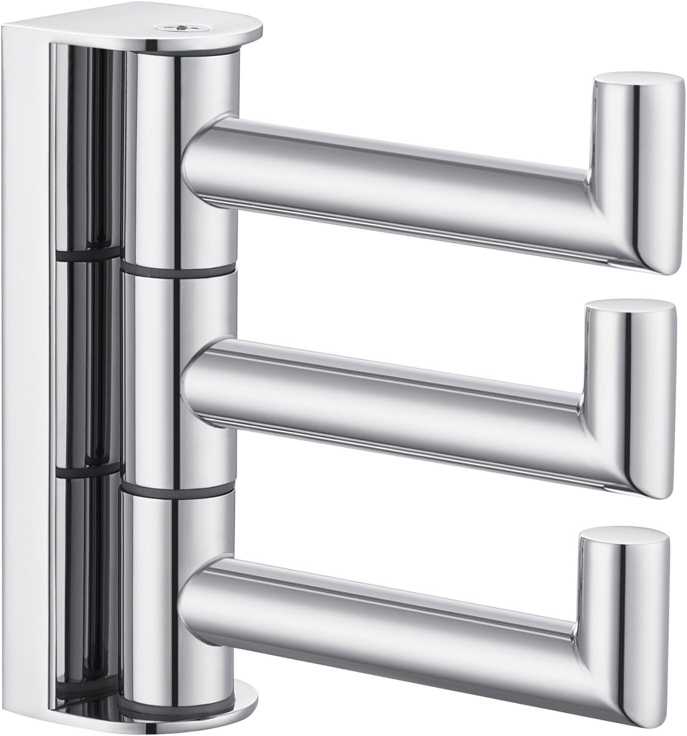 Suyar Bathroom Towel Hook Polished Chrome, SUS 304 Stainless Steel Swivel Robe Hook with 3 Arms, Towel Hanger Wall Mounted