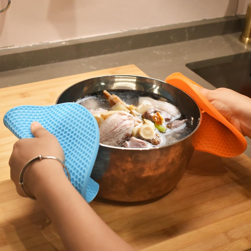 homEdge Silicone Trivets Mat, 6 Packs Multipurpose Non Slip Heat Resistant Pot Holder-Orange