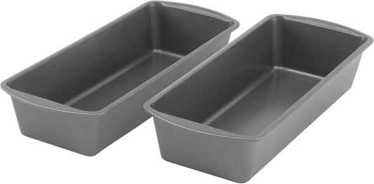 GoodCook Set of 2 Extra Large 13" x 5" Nonstick Steel Bread Loaf Pans, Gray - Set of Two Loaf Pans, Even Heat Distribution, Scratch-Resistant Nonstick Coating, Durable Construction, Easy to Clean