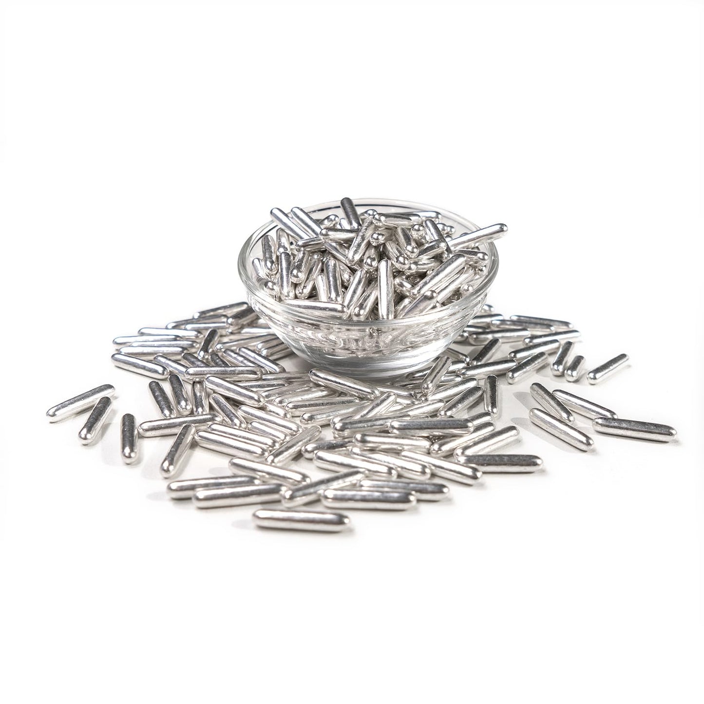 Dazzjoy Silver Rods Sprinkles, Edible Sugar Sprinkles, 120g/4.23oz, Cupcake Toppers, Cake Decorations, Ice Cream, Wedding Party Valentines Easter Supplies