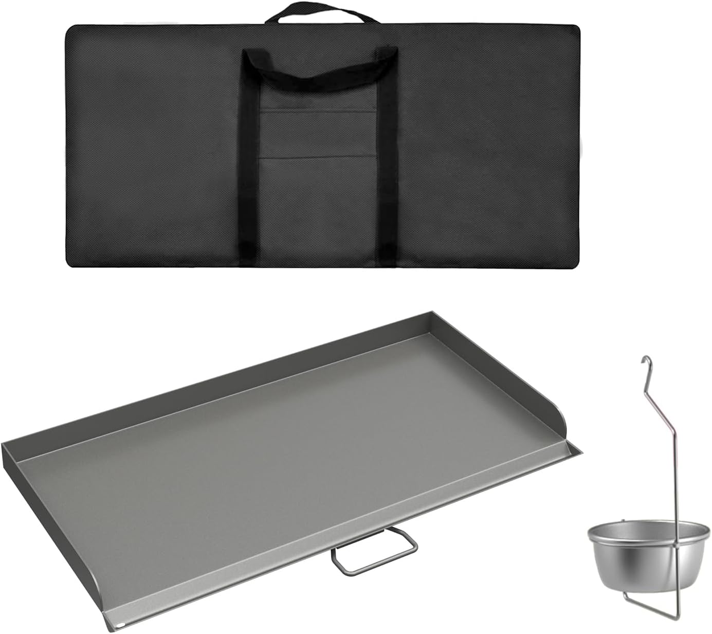 Professional 16x38 in Flat Top Steel Griddle for Camp Chef GB90D, TB90LW,Fry Griddle Accessories for Camp Chef 3 Burner Propane Stove Grill,1 Carry Bag and Grease Cup with Clip